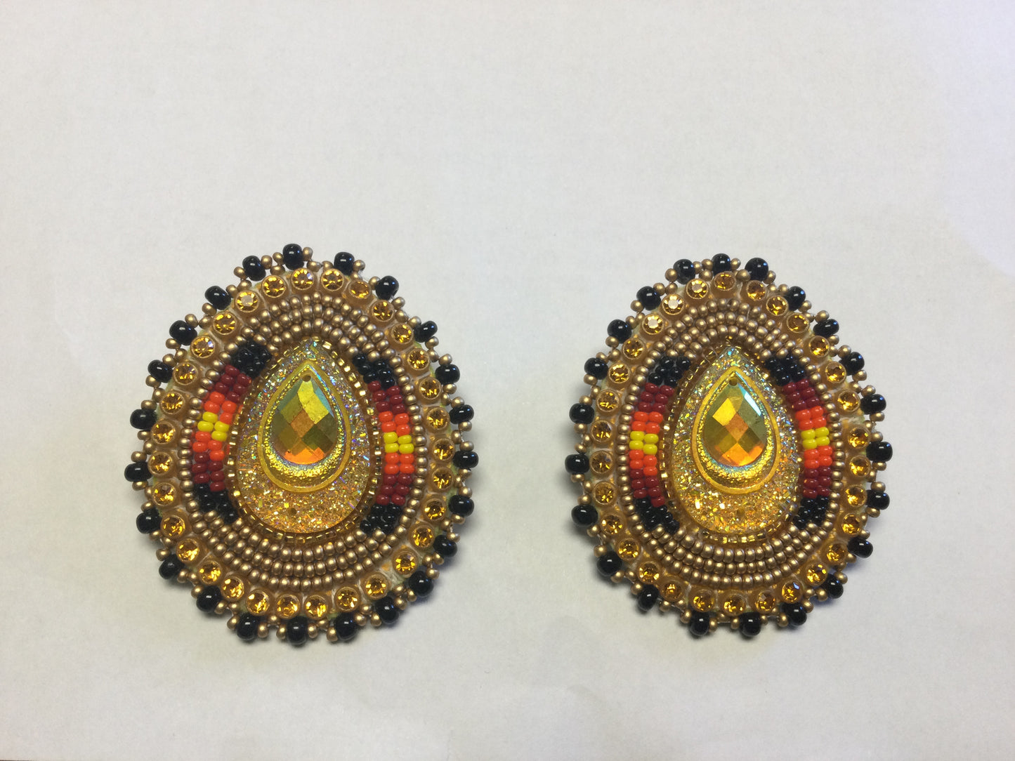 Beaded Gold Raindrop Earrings