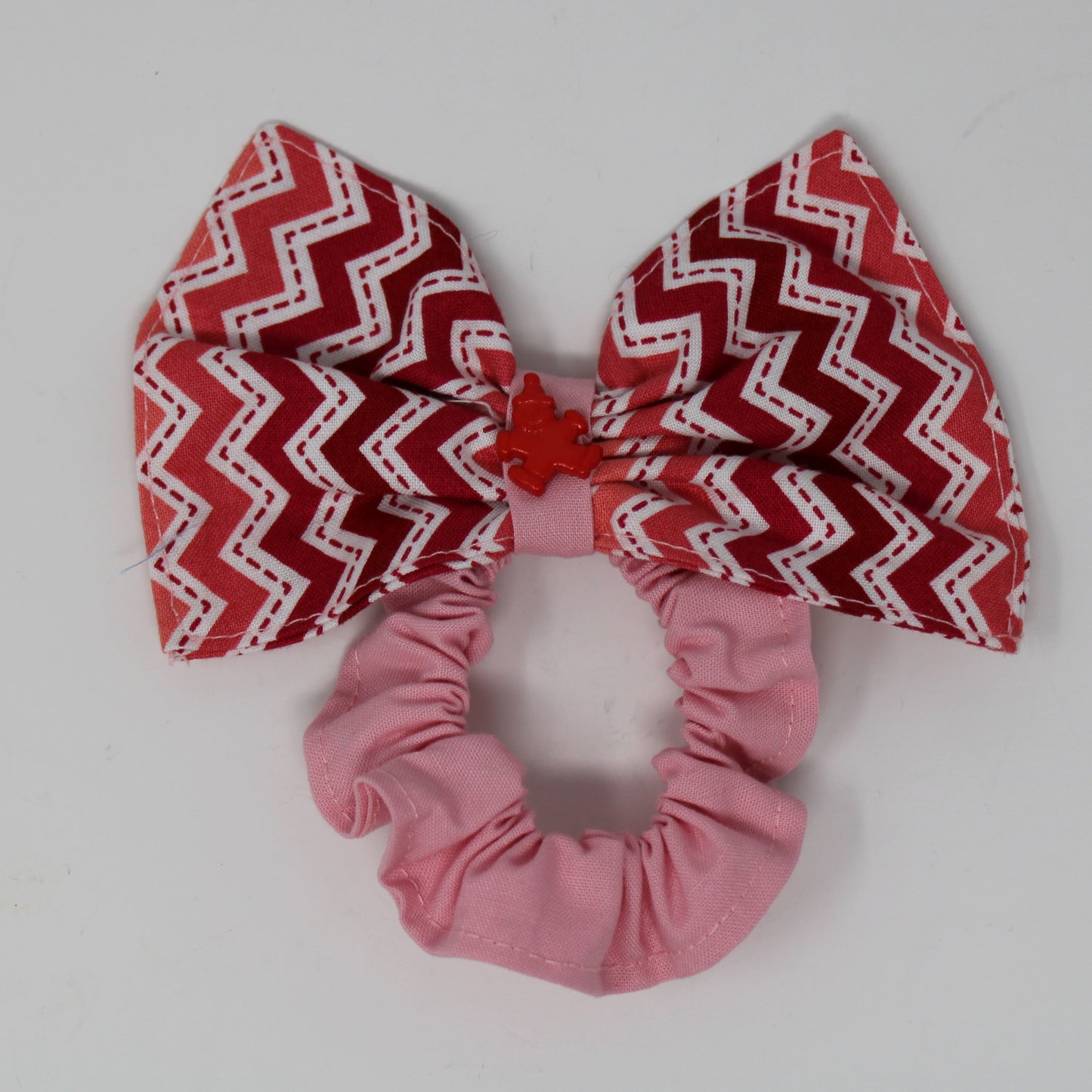Pink Zigzag bow scrunchie