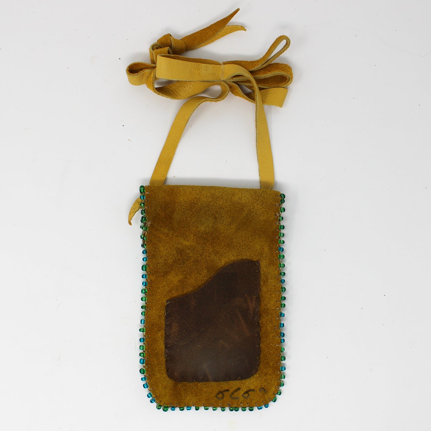 Dark Rawhide beaded pouch