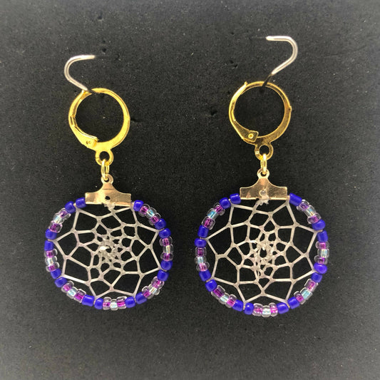 Gold Beaded Dreamcatcher Earrings