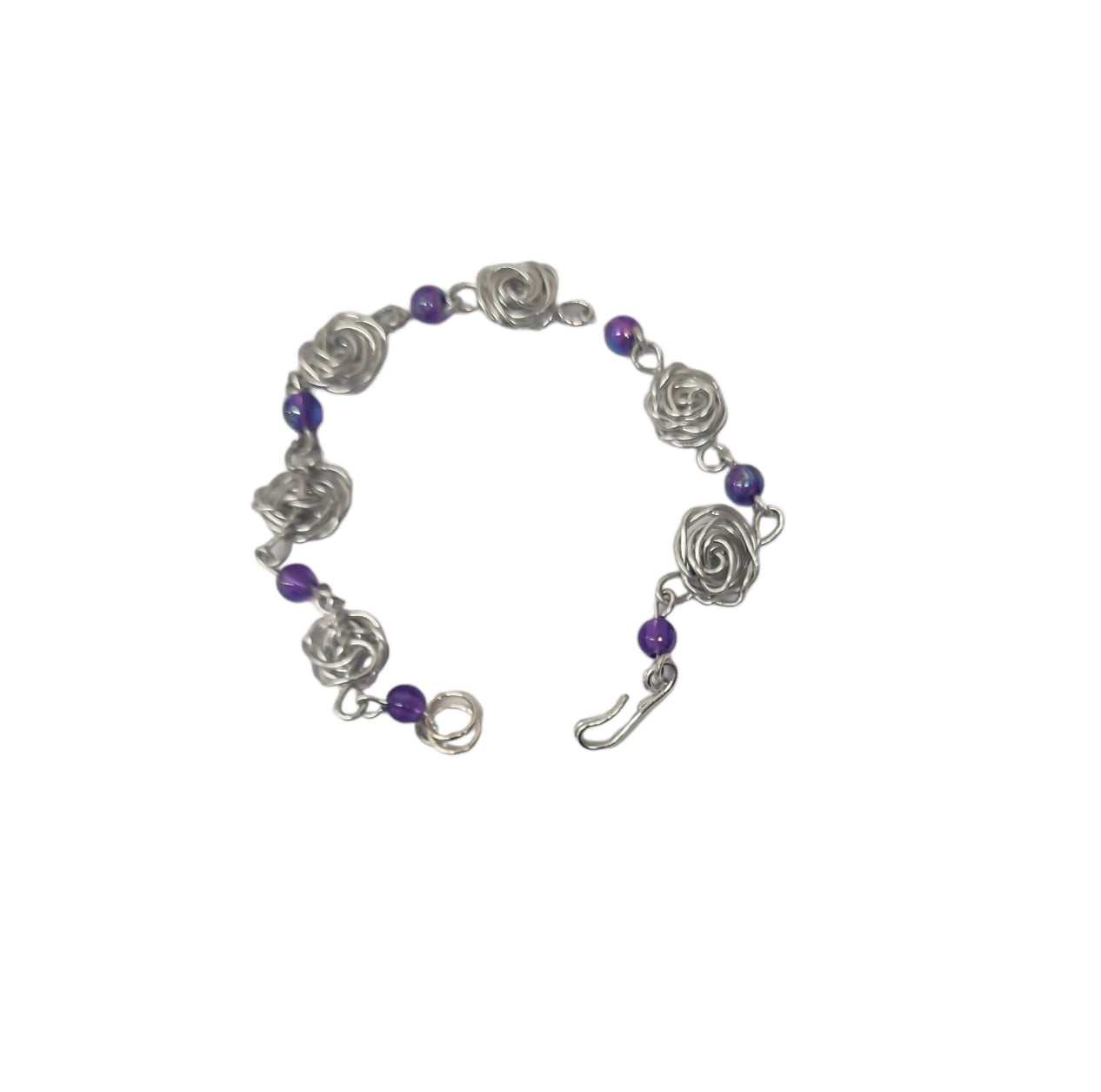 Silver Rose Woven Bracelet