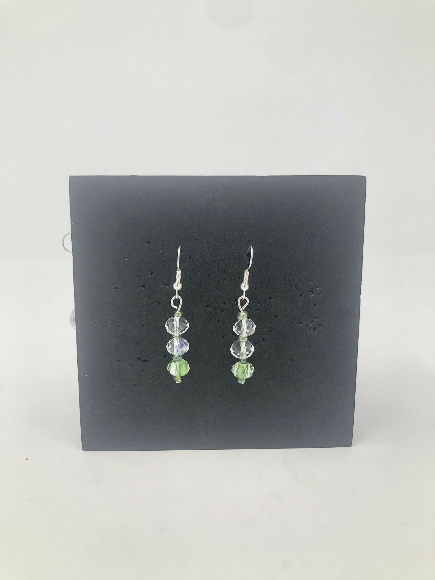 Green and Clear Bead Earrings