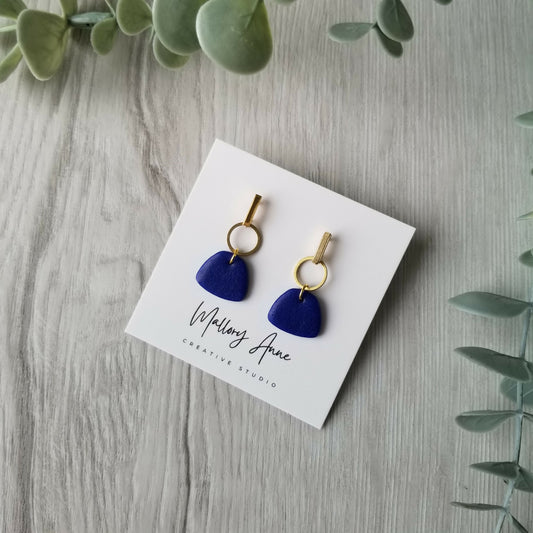 Blue Trapezoid Stud Earings