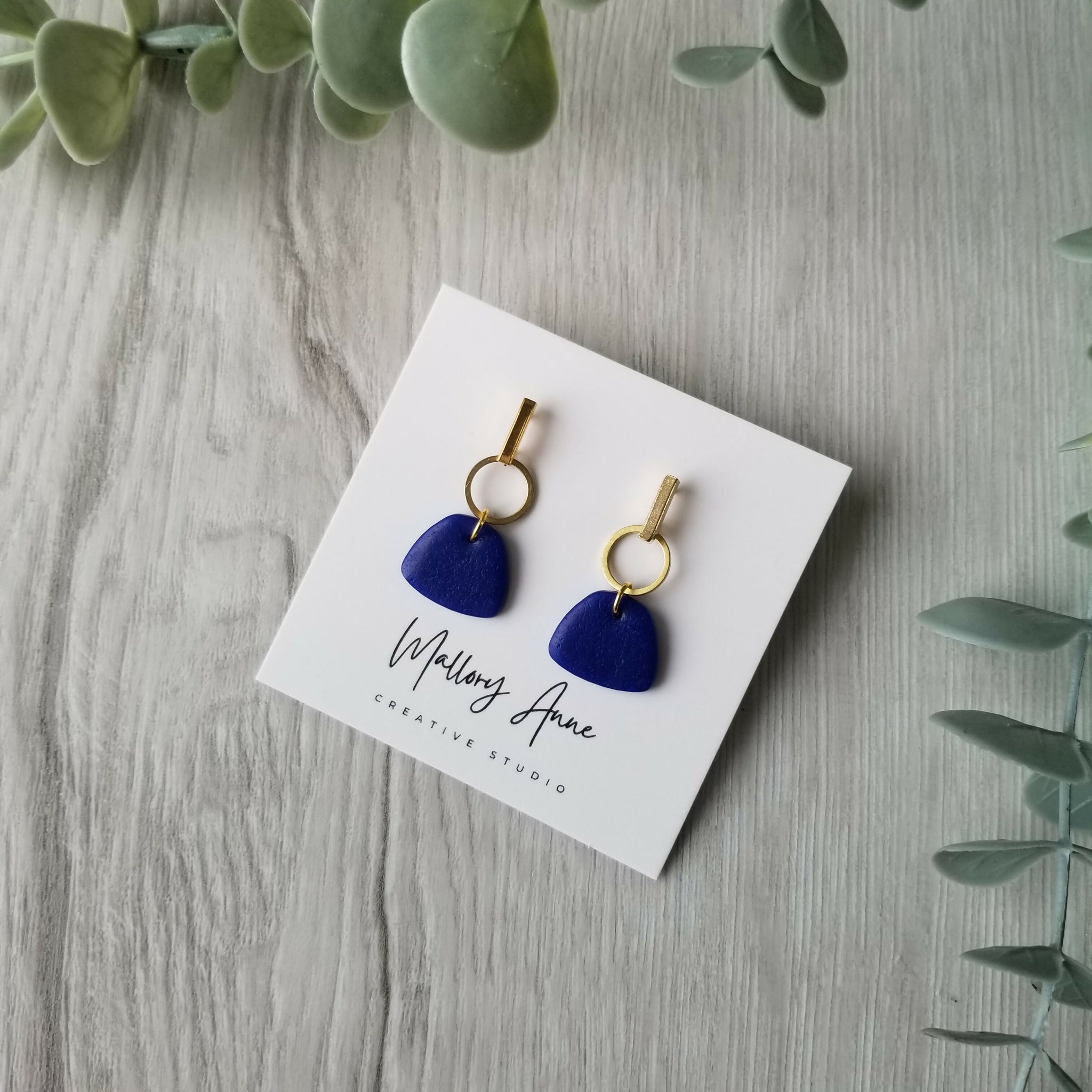 Blue Trapezoid Stud Earings