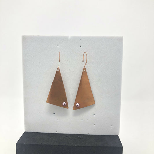 Copper Triangle Hook Earrings