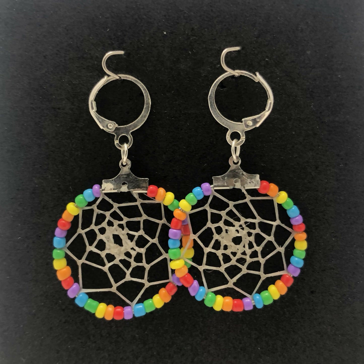 Silver Beaded Dreamcatcher Earrings