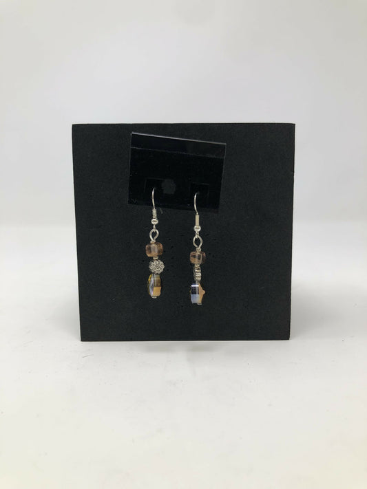 Iridescent Flower and Bead Earrings