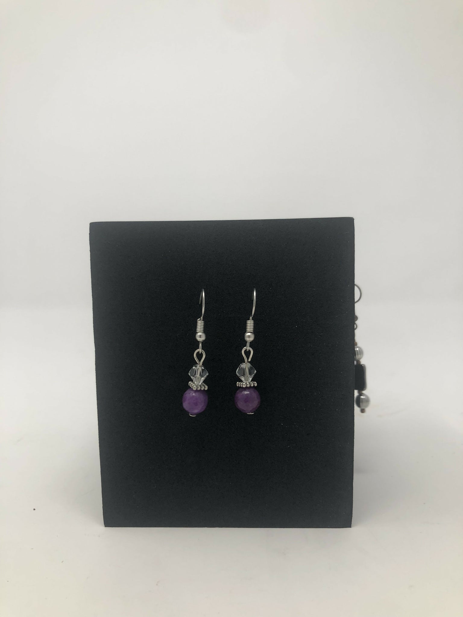 Clear and Purple Dangle Earrings