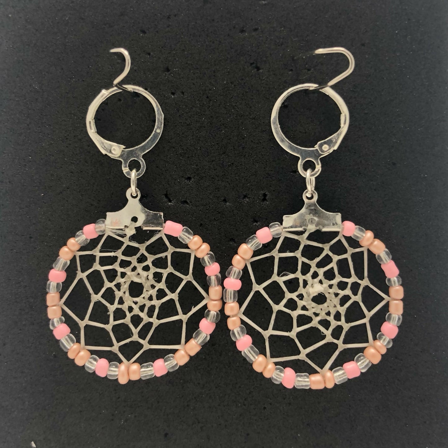 Silver Beaded Dreamcatcher Earrings