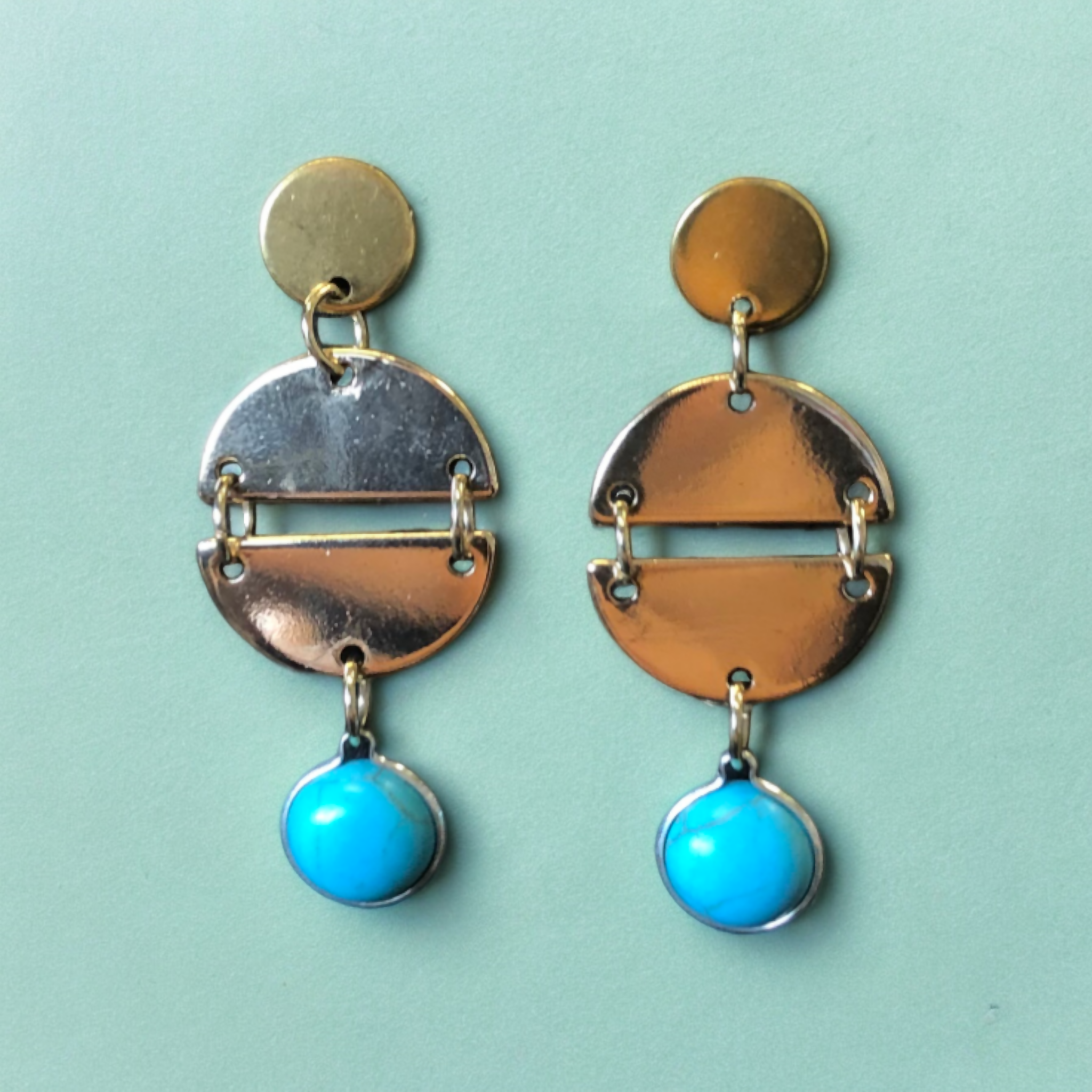 Turquoise Semicircle Earrings