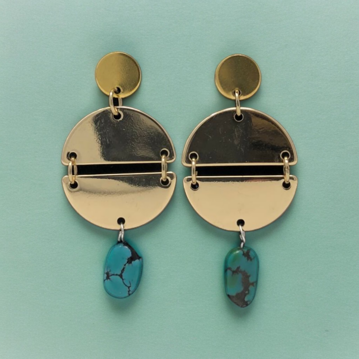 Turquoise Semicircle Earrings