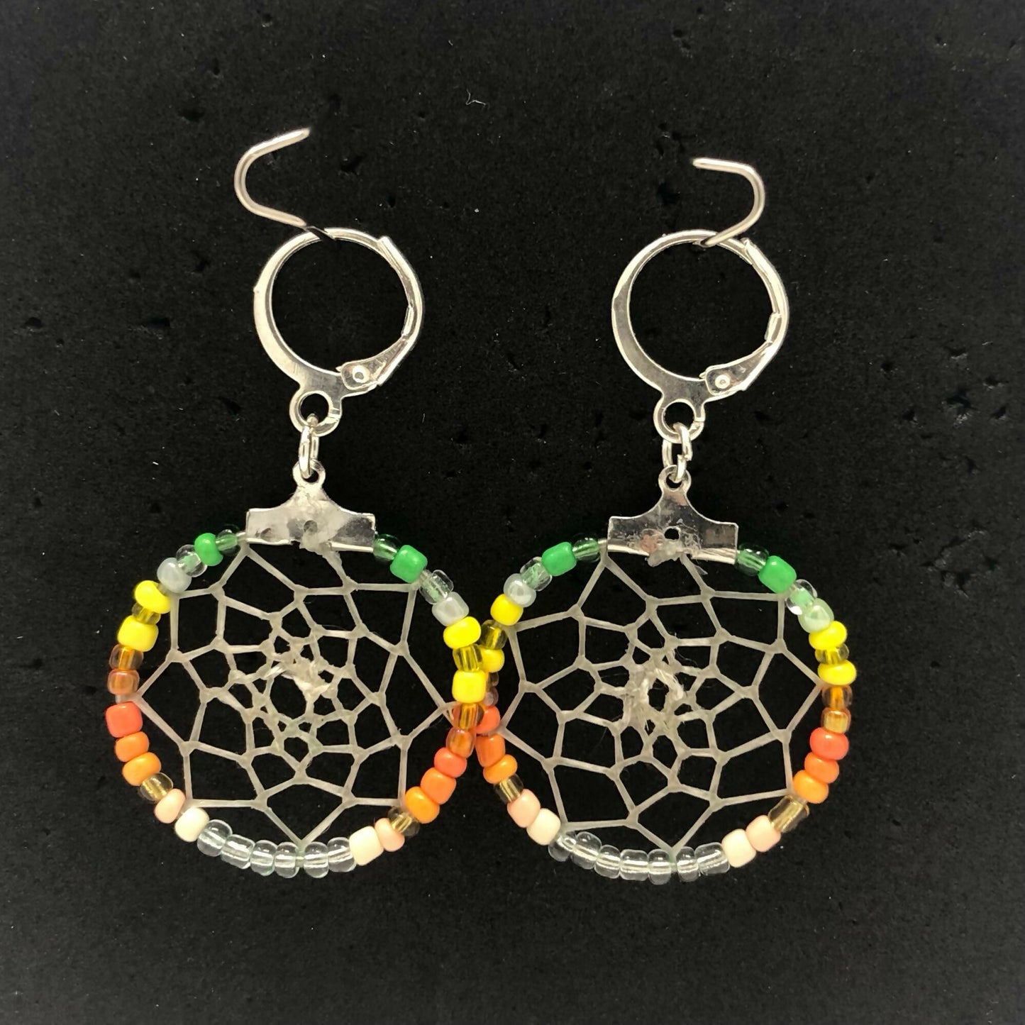 Silver Beaded Dreamcatcher Earrings