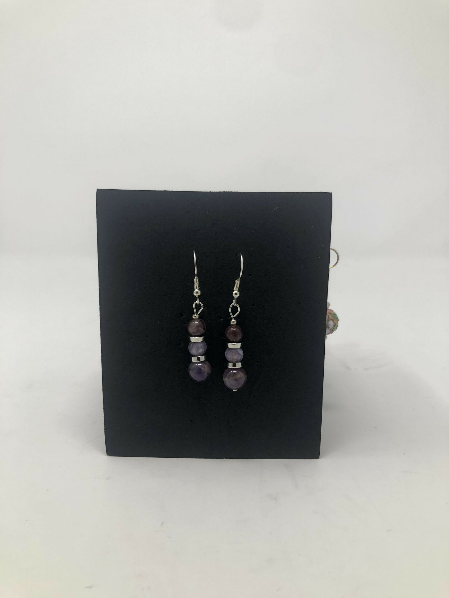 Purple Three Bead Earrings