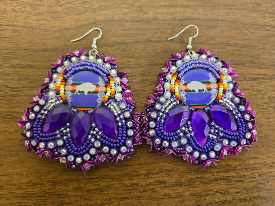 beaded buffalo earrings