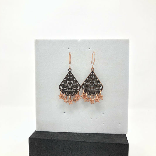 Copper Lace With Stars Earrings