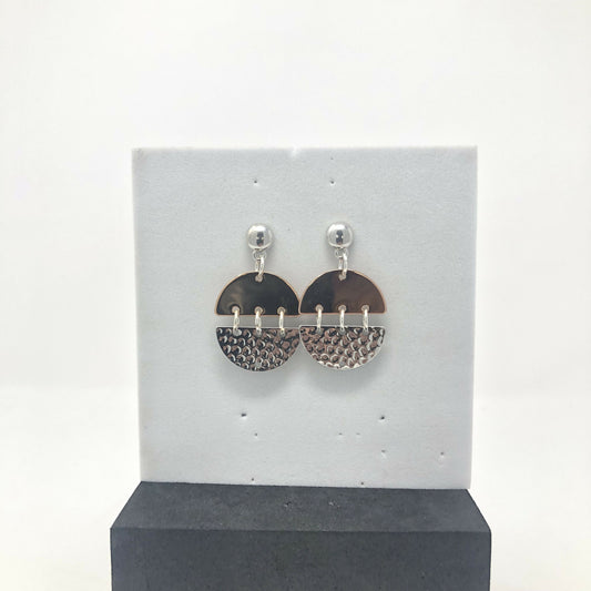 Gold and Silver Round Earrings