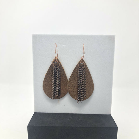 Leather with Chain Earrings