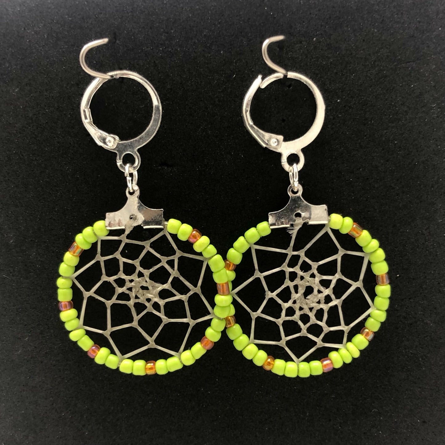 Silver Beaded Dreamcatcher Earrings