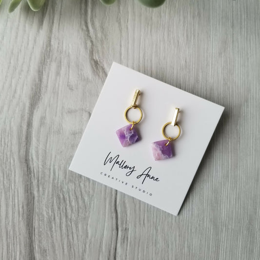 Purple Marble Earings