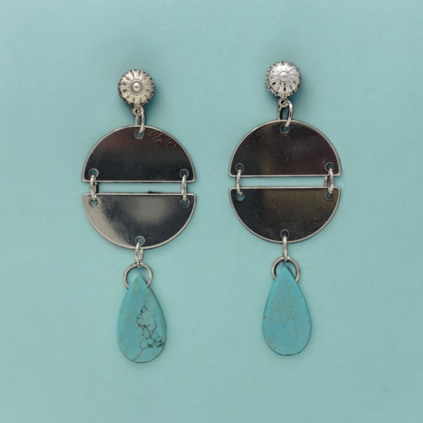 Turquoise Semicircle Earrings