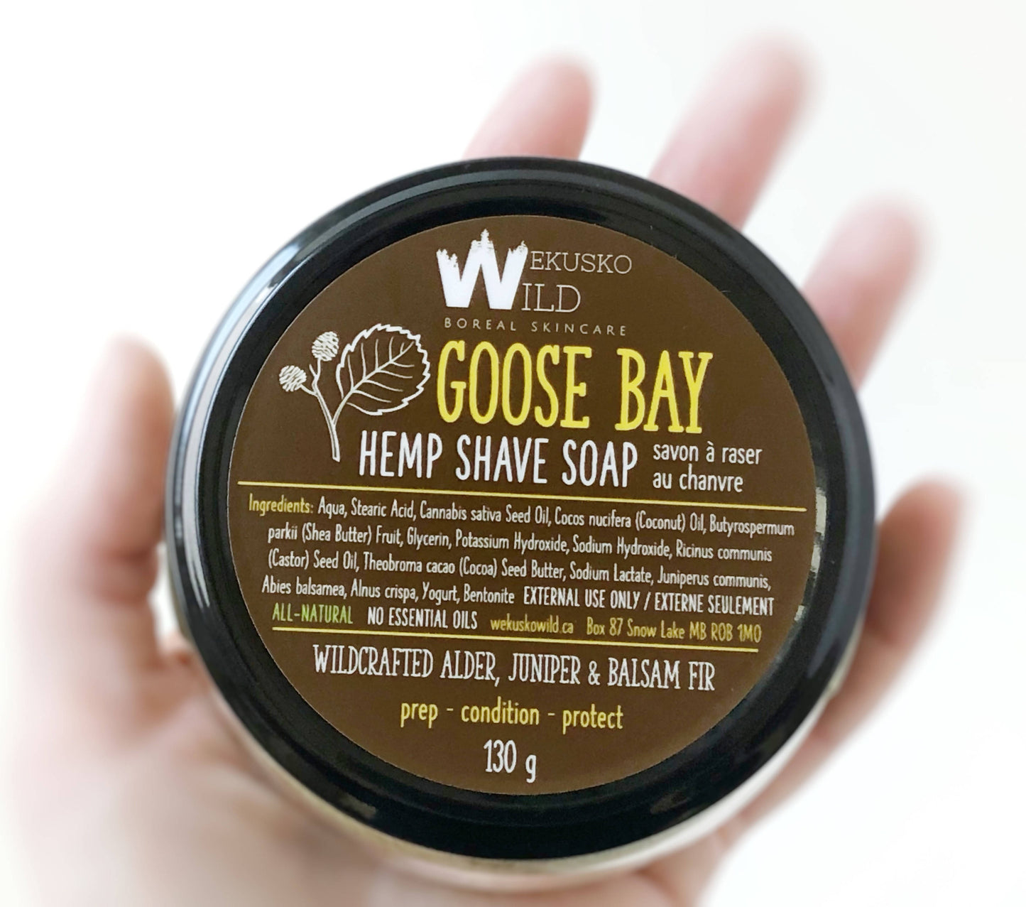 Goose Bay hemp shave soap - WEKUSKO WILD Boreal Skincare