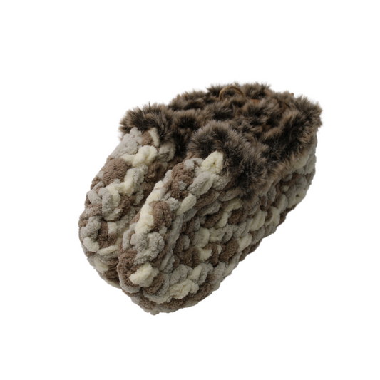 Childrens Knit fur lined slippers