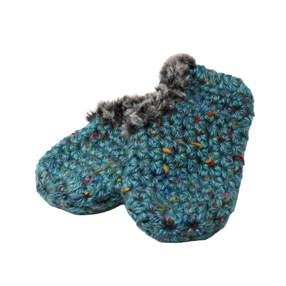 Childrens Knit fur lined slippers