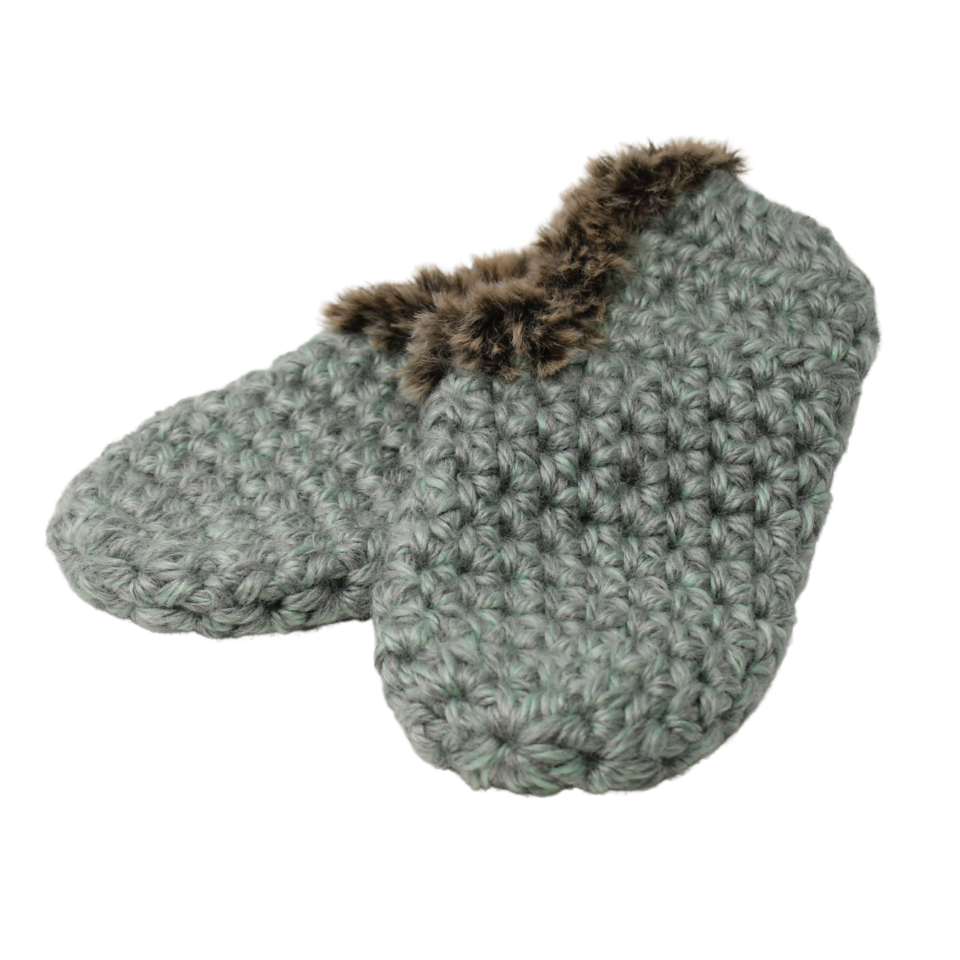 Childrens Knit fur lined slippers