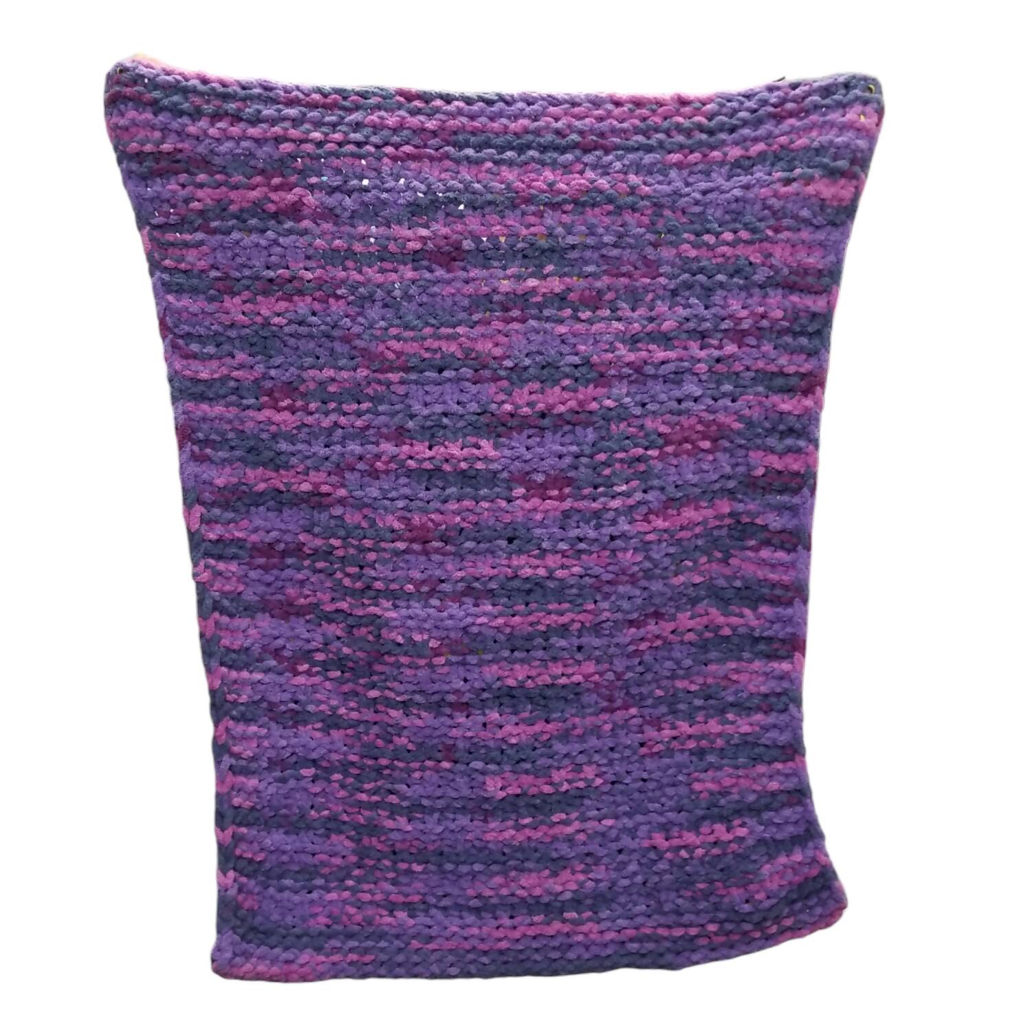 Purple knit baby blanket