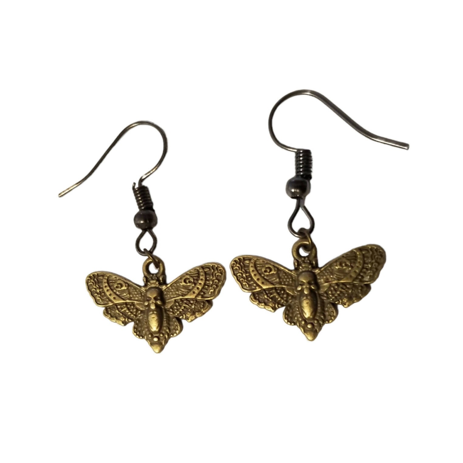 Brass Moth earrings