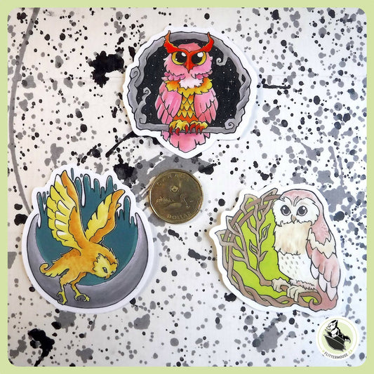 Owl Trio Vinyl Sticker Set