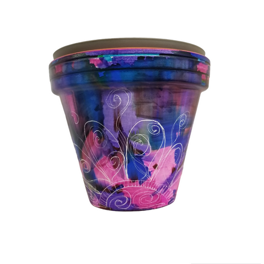 Graphic purple flower pot