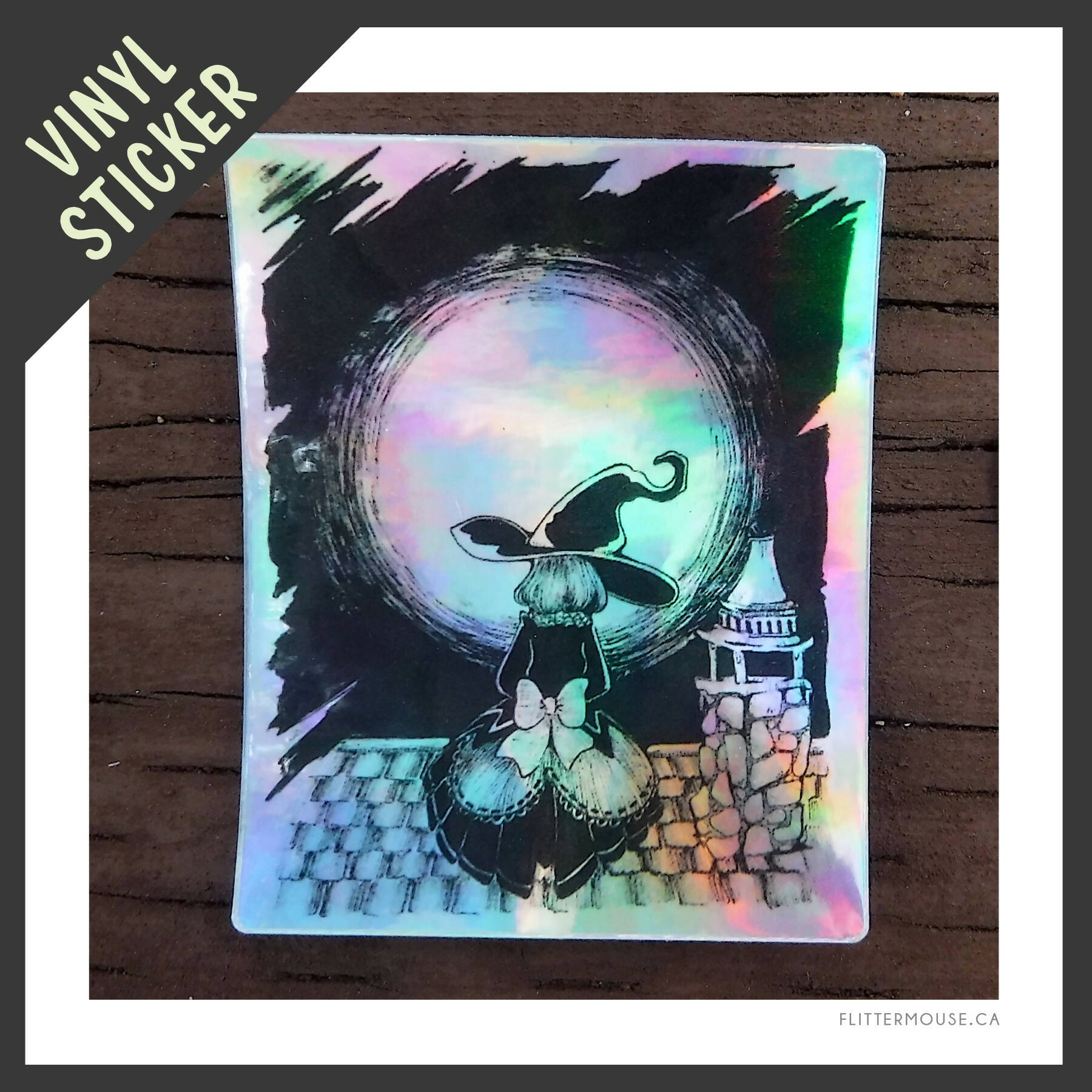 Witchy Rooftop - Holographic Vinyl Sticker