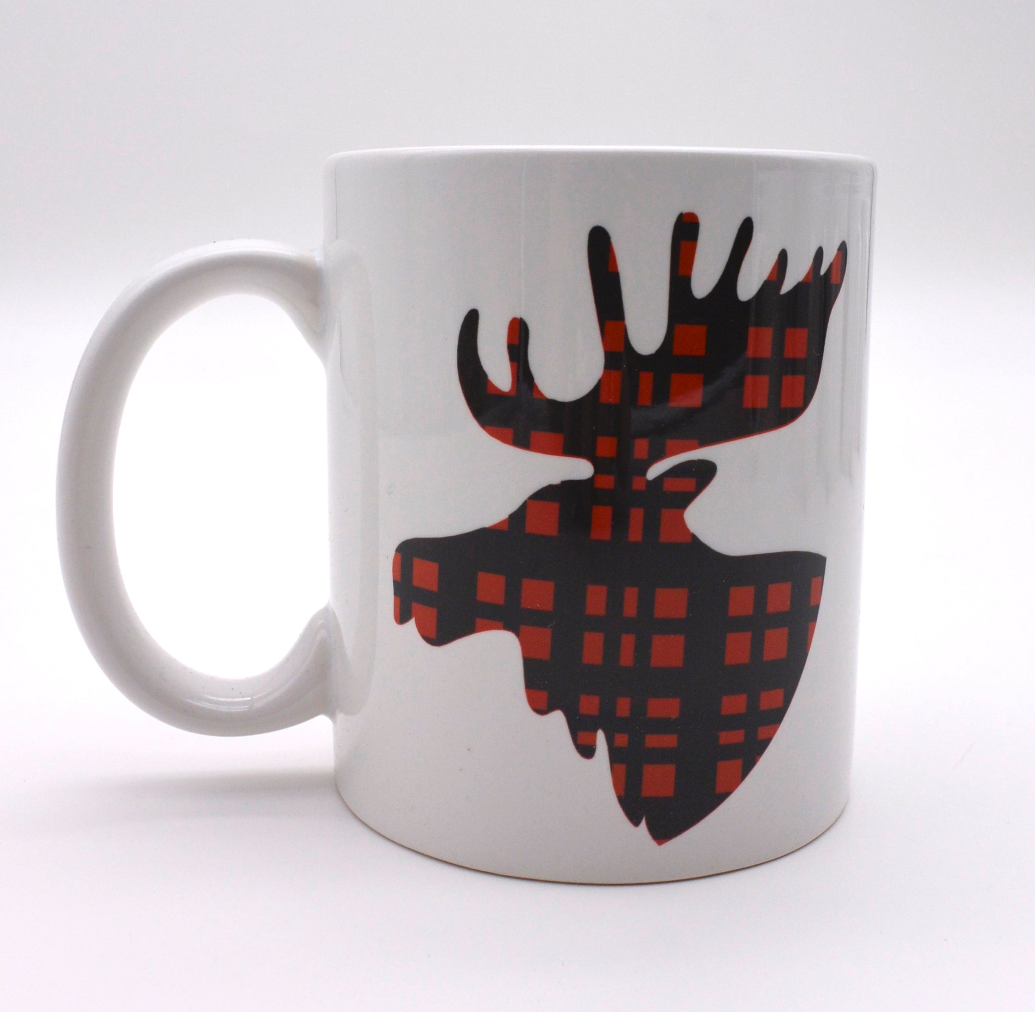 Custom Printed Plaid Moose Silhouette Mug