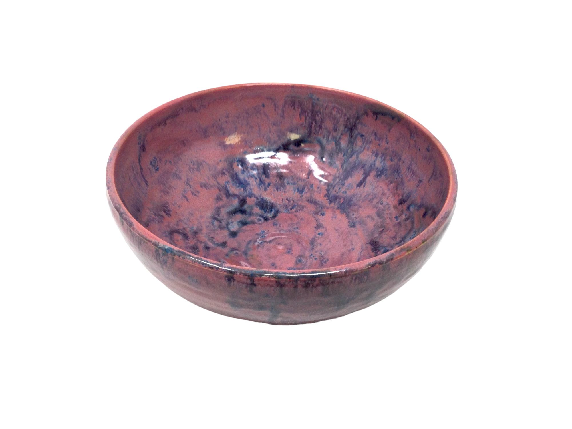 Pink blue swirl pottery bowl