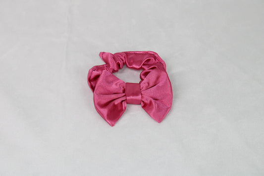 Pink Satin Bow Scrunchie