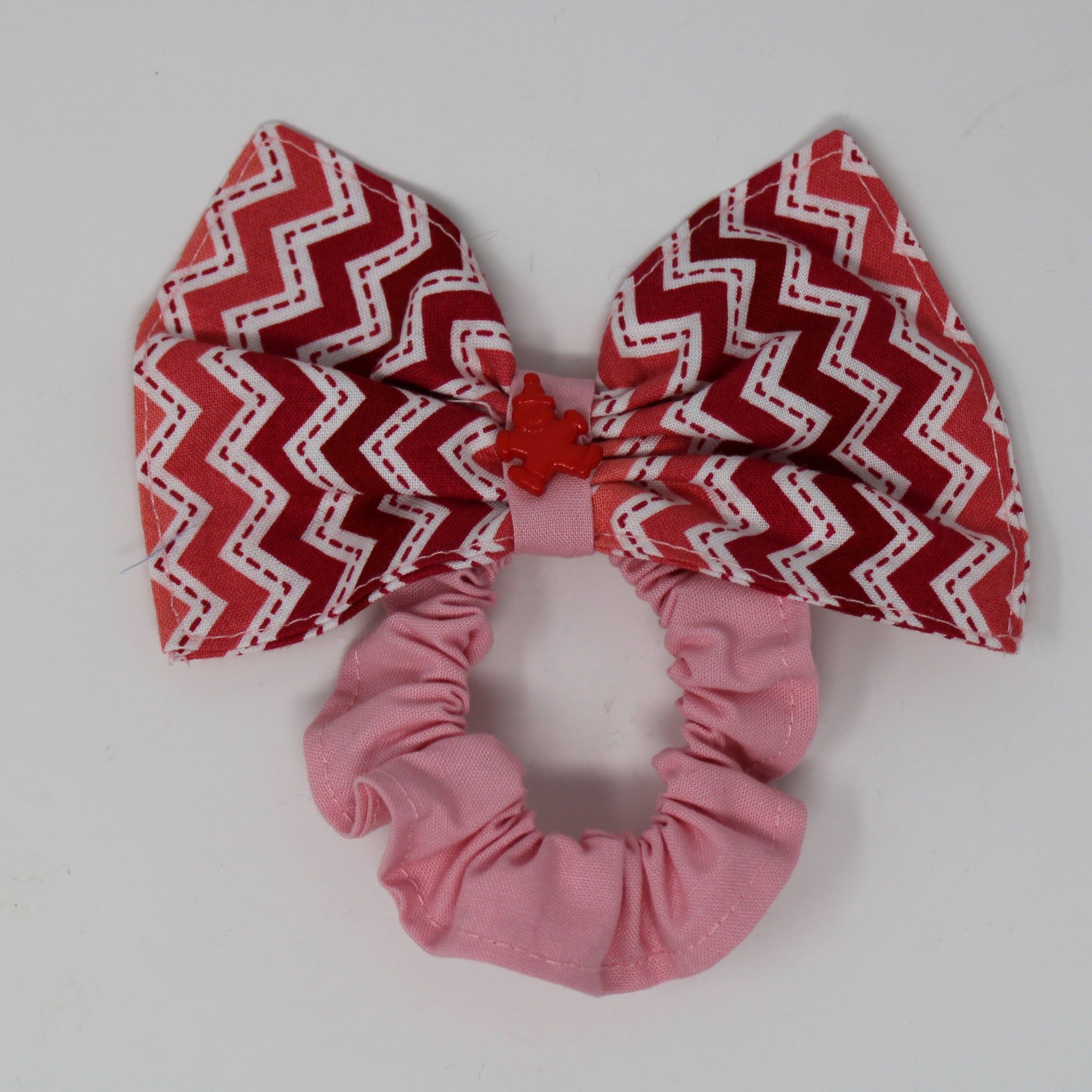 Pink Zigzag bow scrunchie