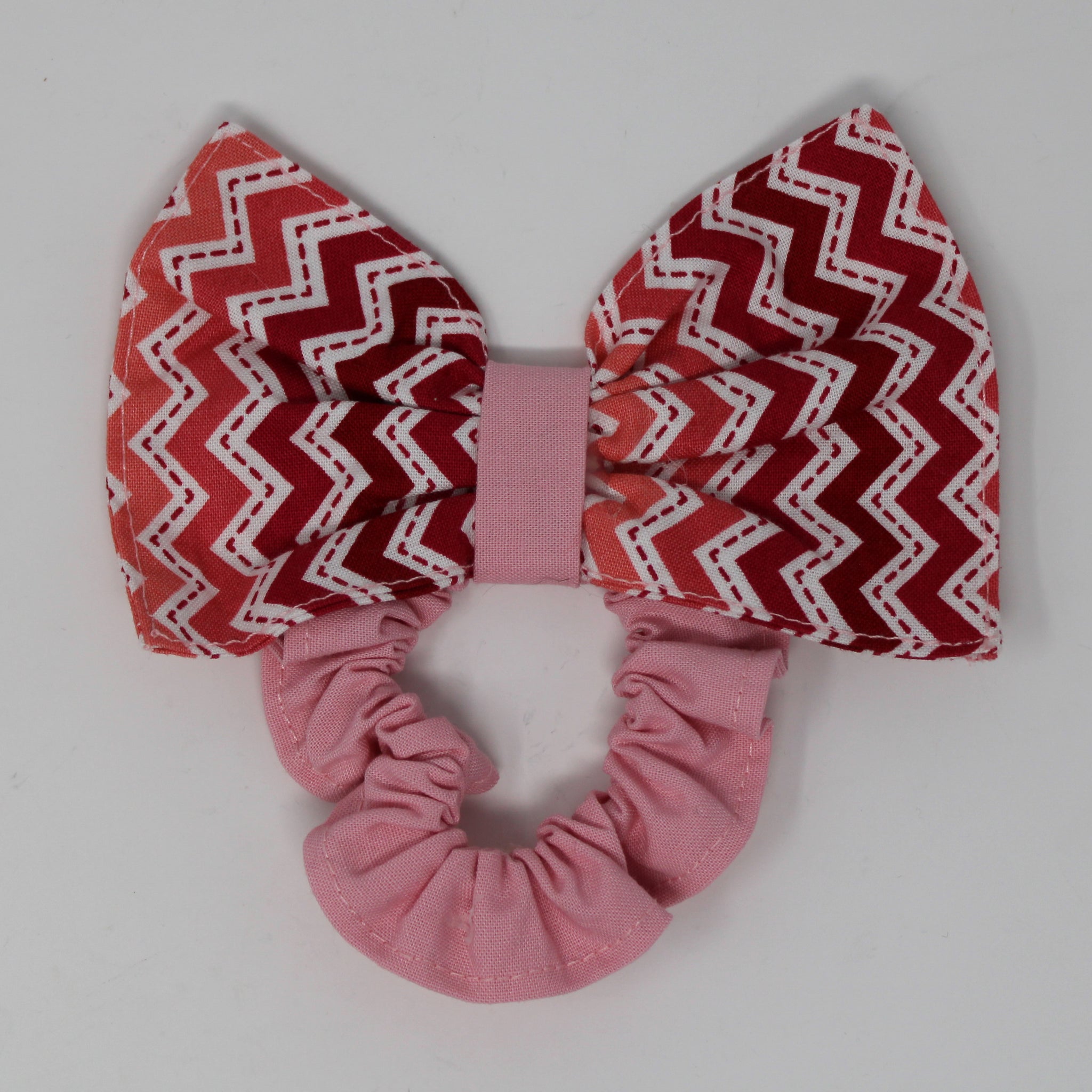 Pink Zigzag bow scrunchie