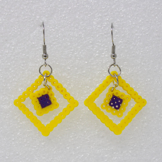 Diamond hoop perler bead earings