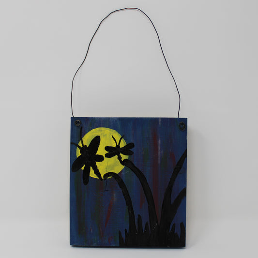 Dragonflys by moonlight wall hanging