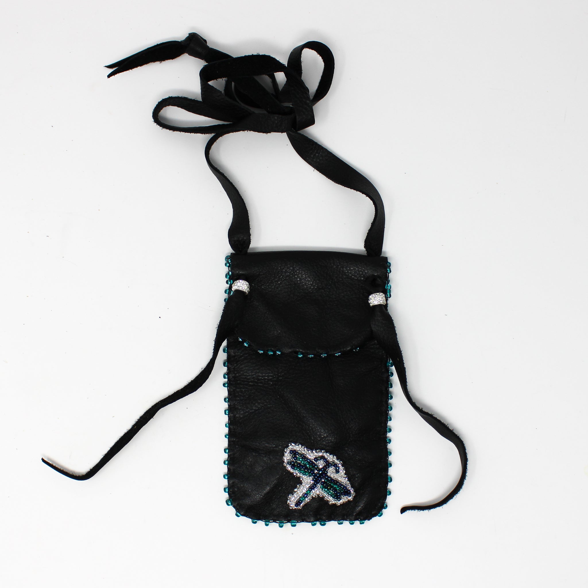 Black beaded pouch