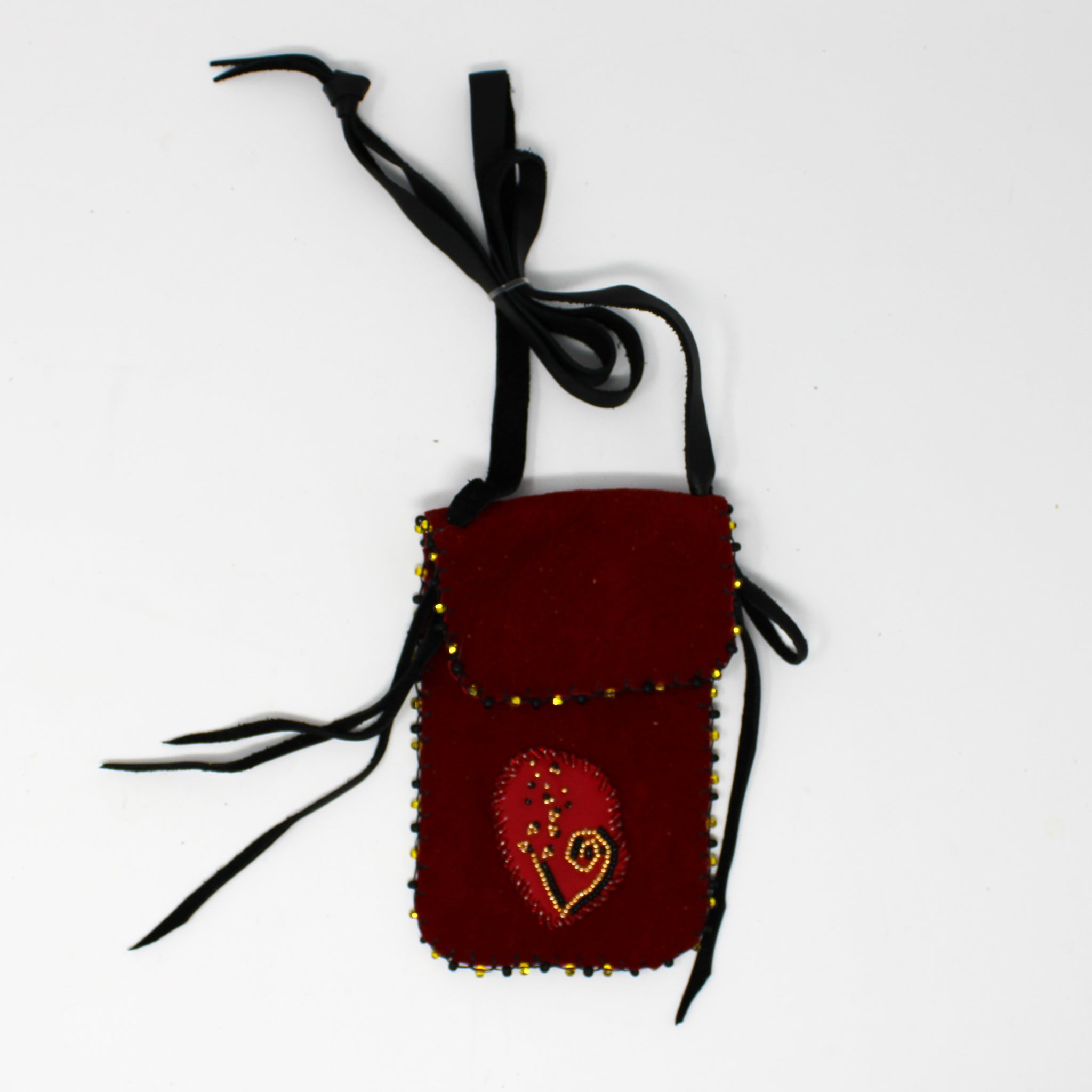 Red beaded pouch