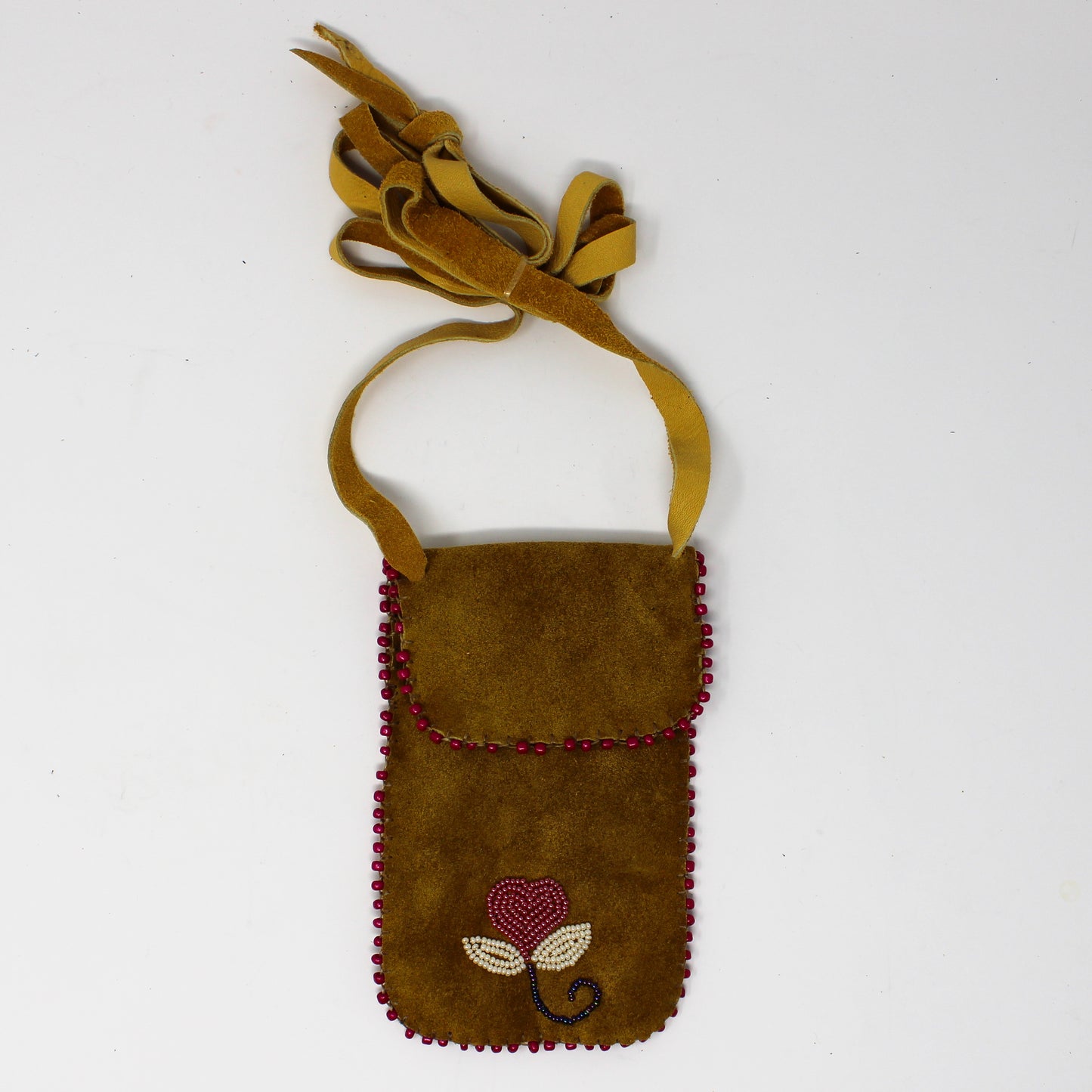 Dark Rawhide beaded pouch