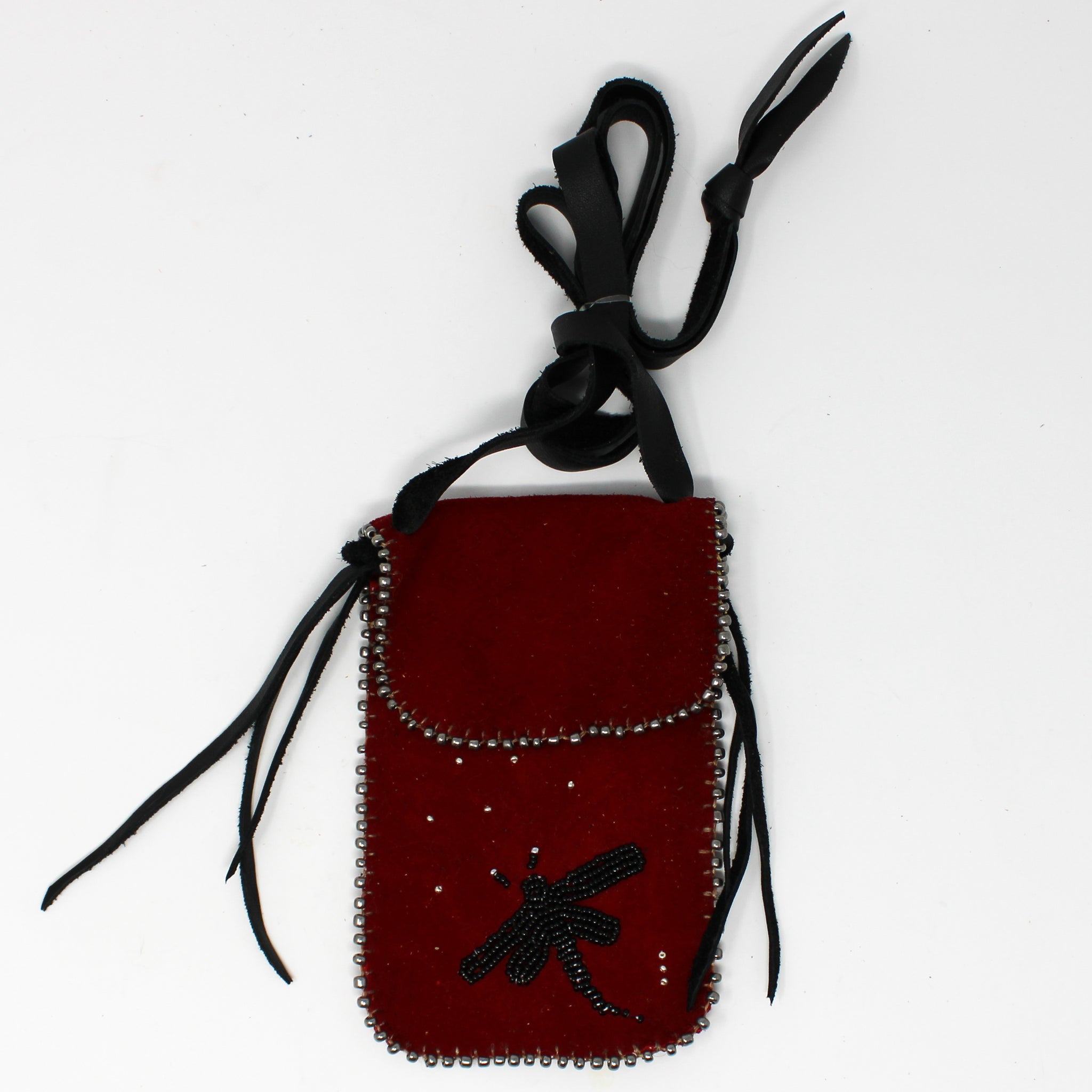 Red beaded pouch