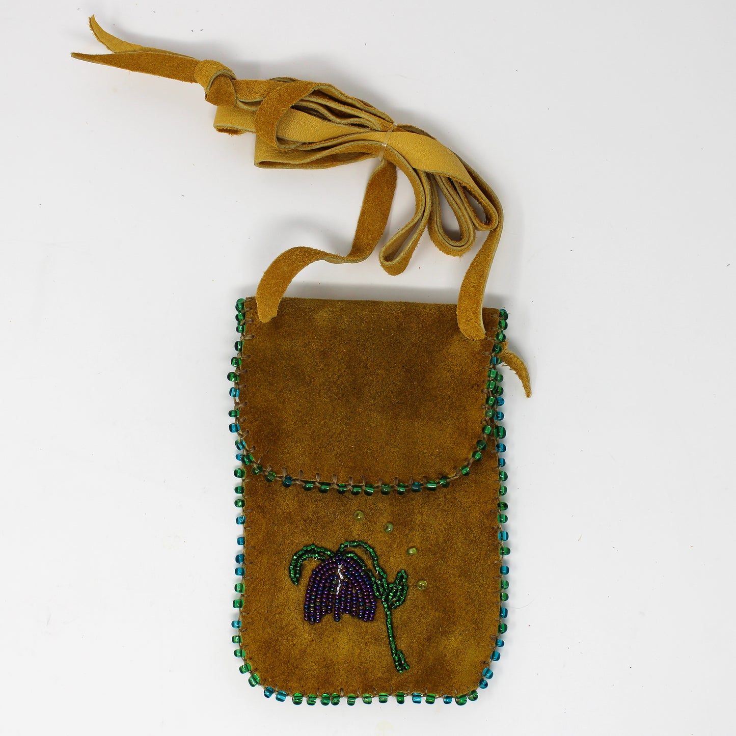 Dark Rawhide beaded pouch