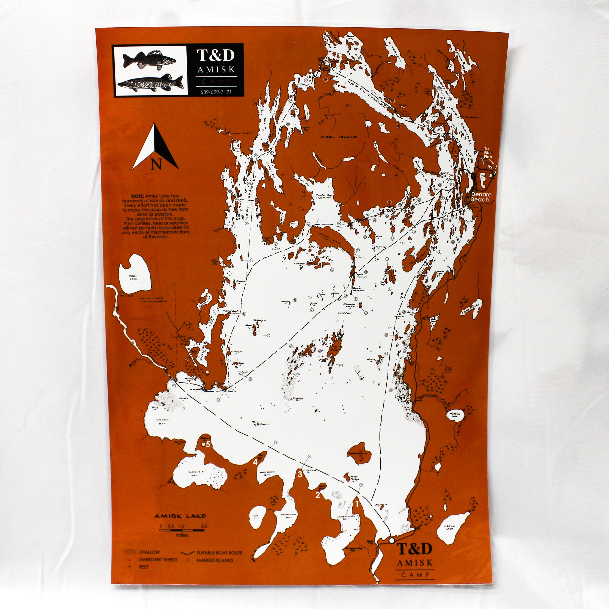 Laminated Amisk lake map