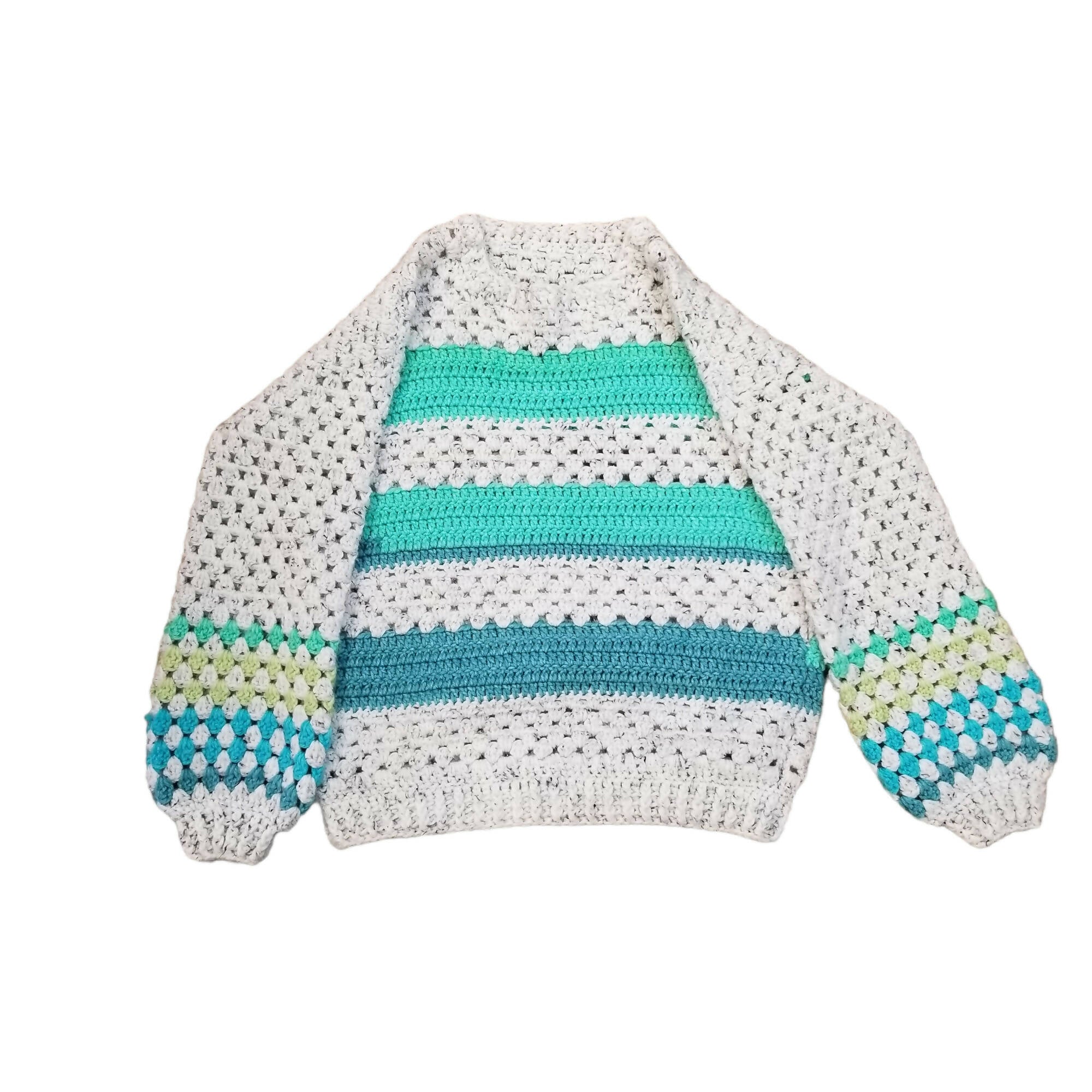Stripped Aqua crochet sweater
