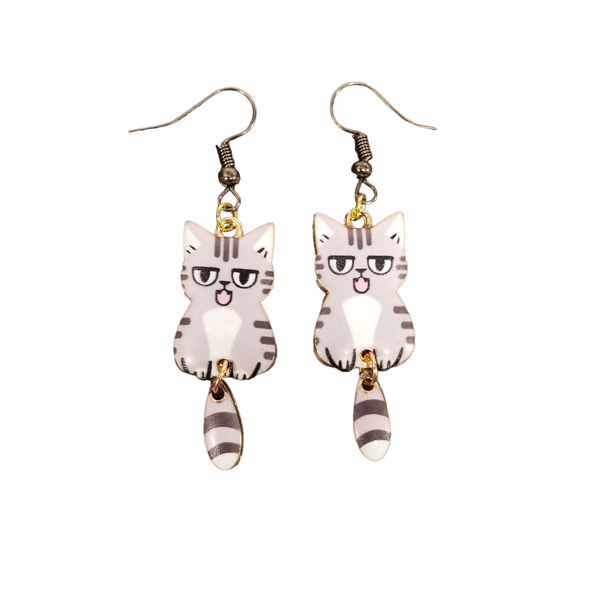 Grey cat earrings