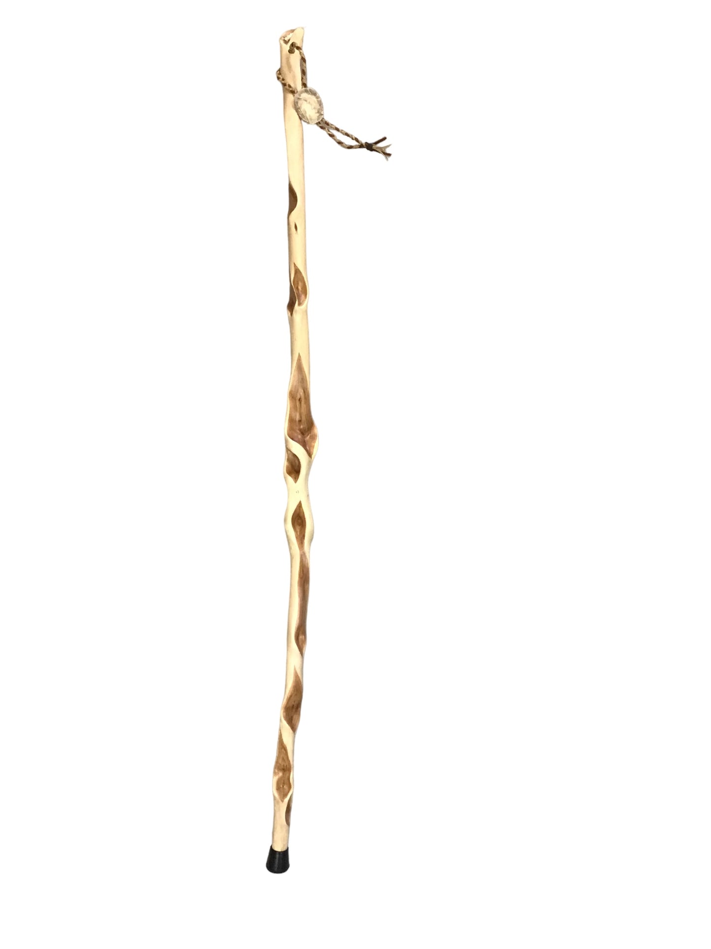 Diamond willow walking stick -  Fish and Maple leaf