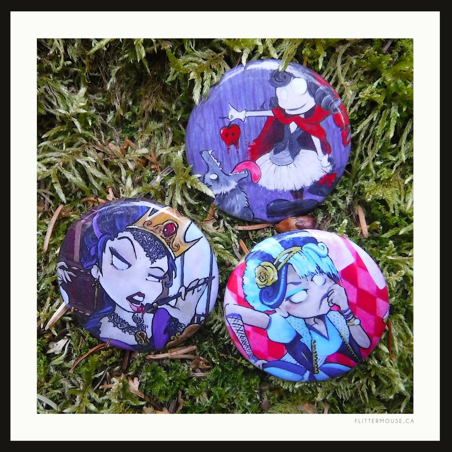 1.5" Pinback Button Badge Set - Creepy Cute Faery Tales